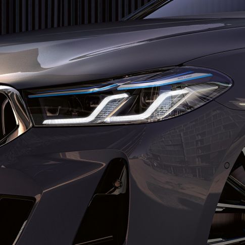 BMW Laserlight, BMW 6. sērijas Gran Turismo G32, 2020 BMW Laserlight, BMW 6. sērijas Gran Turismo 640i xDrive G32, 2020, Bernina Grey krāsa, priekšpuse, tuvplāns