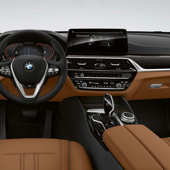 Kokpits, BMW 6. sērijas Gran Turismo, pamata aprīkojums, G32, 2020 BMW 6. sērijas Gran Turismo, G32, 620d, 2020, pamata aprīkojums, Dakota āda, Cognac/Black krāsa, salons