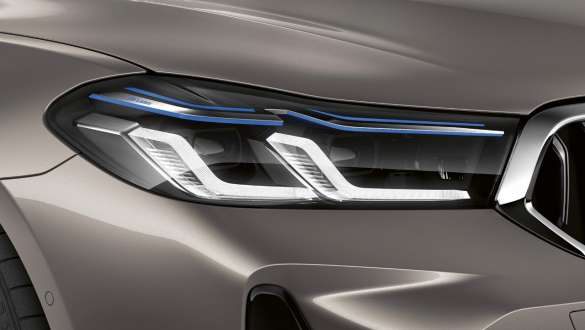 BMW Laserlight, BMW 6. sērijas Gran Turismo G32, 2020 BMW Laserlight, BMW 6. sērijas Gran Turismo 640i xDrive G32, 2020, Bernina Grey krāsa, priekšpuse, tuvplāns