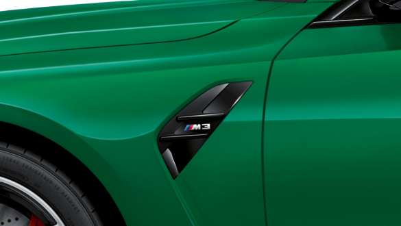 M sānu gaisa savācēji, BMW M3 Sedan, G80, 2020 BMW M3 Sedan, G80, 2020, Isle of Man Green krāsa, M sānu gaisa savācēji, tuvplāns
