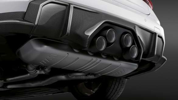 M Performance klusinātāju sistēma, titāns, BMW M3 Sedan, G80, 2020 BMW M3 Sedan G80, 2020, M Performance klusinātāju sistēma, titāns, tuvplāns