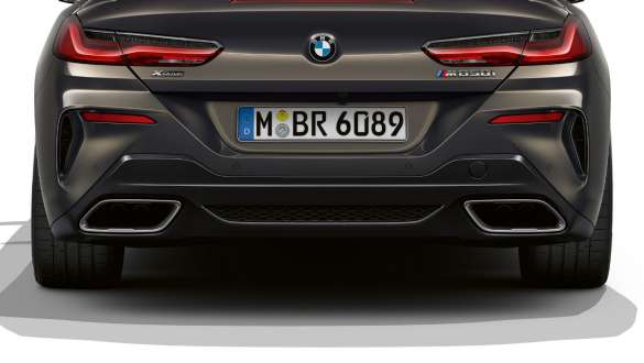 M sporta izplūdes sistēma. BMW M850i xDrive Cabrio ar M sporta izplūdes sistēmu.