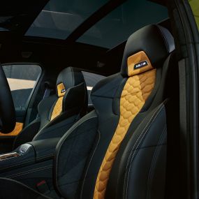 M daudzfunkcionālie sēdekļi, BMW X6 M Competition M daudzfunkcionālie sēdekļi ar izgaismotu X6 M logotipu, BMW X6 M Competition F96, salons