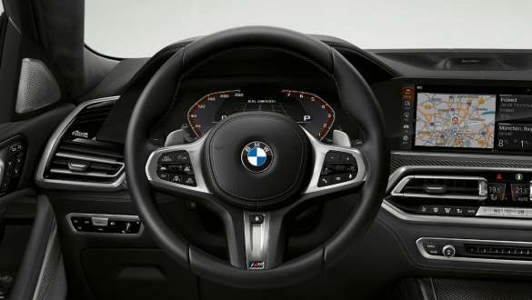 BMW X6 M50i, salons, M ādas stūre, G06 Tuvplāns, BMW X6 M50i, M50d, G06, 2018, SUV, salons, M ādas stūre