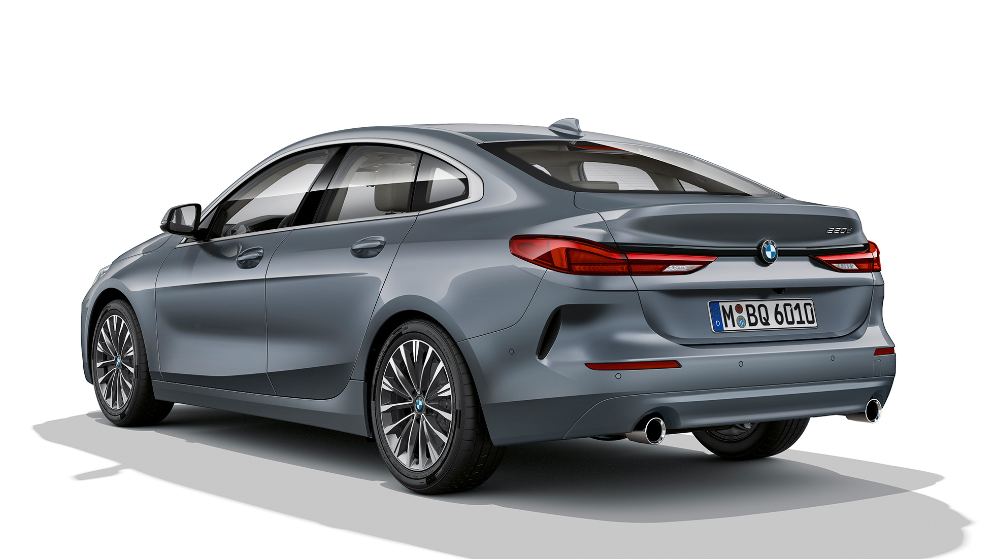 17 collu vieglmetāla diski, BMW 2. sērijas Gran Coupé, Luxury Line modelis 17 collu vieglmetāla diski, BMW 2. sērijas Gran Coupé, Luxury Line modelis, metāliska Storm Bay krāsa, F44, trīs ceturtdaļu sānskats
