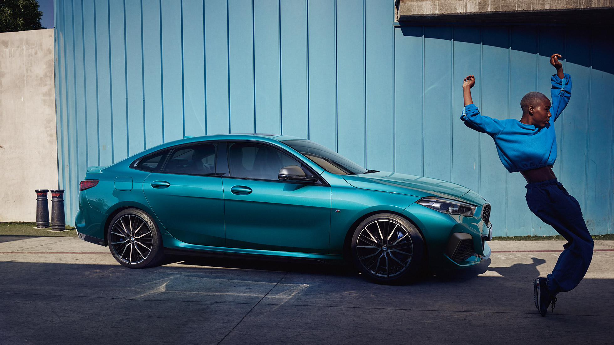 BMW 2. sērijas Gran Coupé siluets Coupé siluets, BMW 2. sērijas Gran Coupé, metāliska Snapper Rocks Blue krāsa, F44, 2020, sānskats