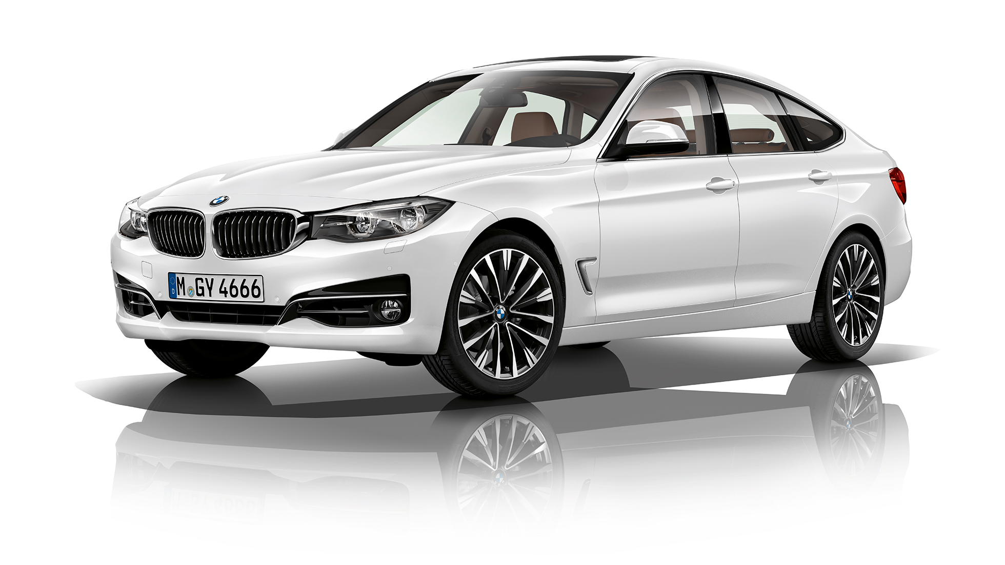 BMW 3. sērijas Gran Turismo, Luxury Line modeļa trīs ceturtdaļu priekšējais skats BMW 3. sērijas Gran Turismo, Luxury Line modeļa trīs ceturtdaļu priekšējais skats
