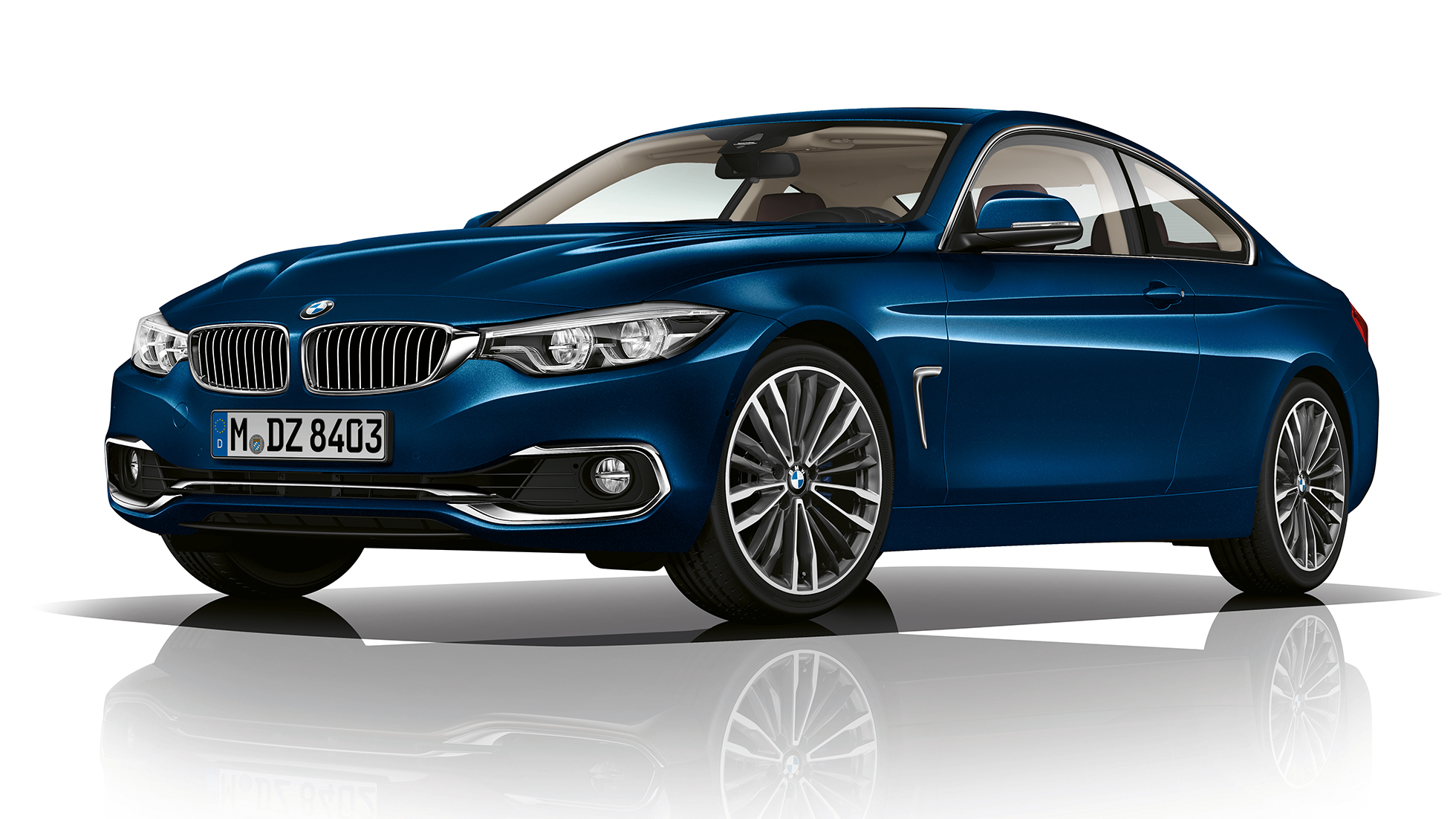 BMW 4. sērijas Coupé, Luxury Line modeļa trīs ceturtdaļu priekšējais skats BMW 4. sērijas Coupé, Luxury Line modeļa trīs ceturtdaļu priekšējais skats