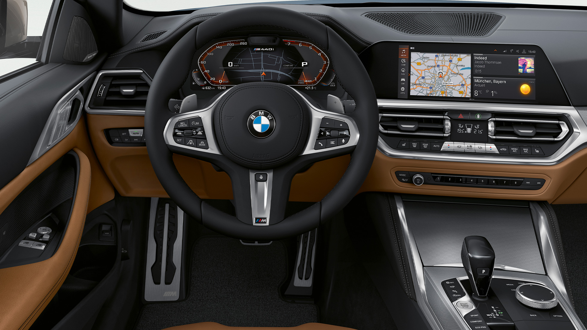 Kokpits, BMW 4. sērijas Coupé, G22, 2020 BMW 4. sērijas Coupé, G22, 2020, salons, kokpits