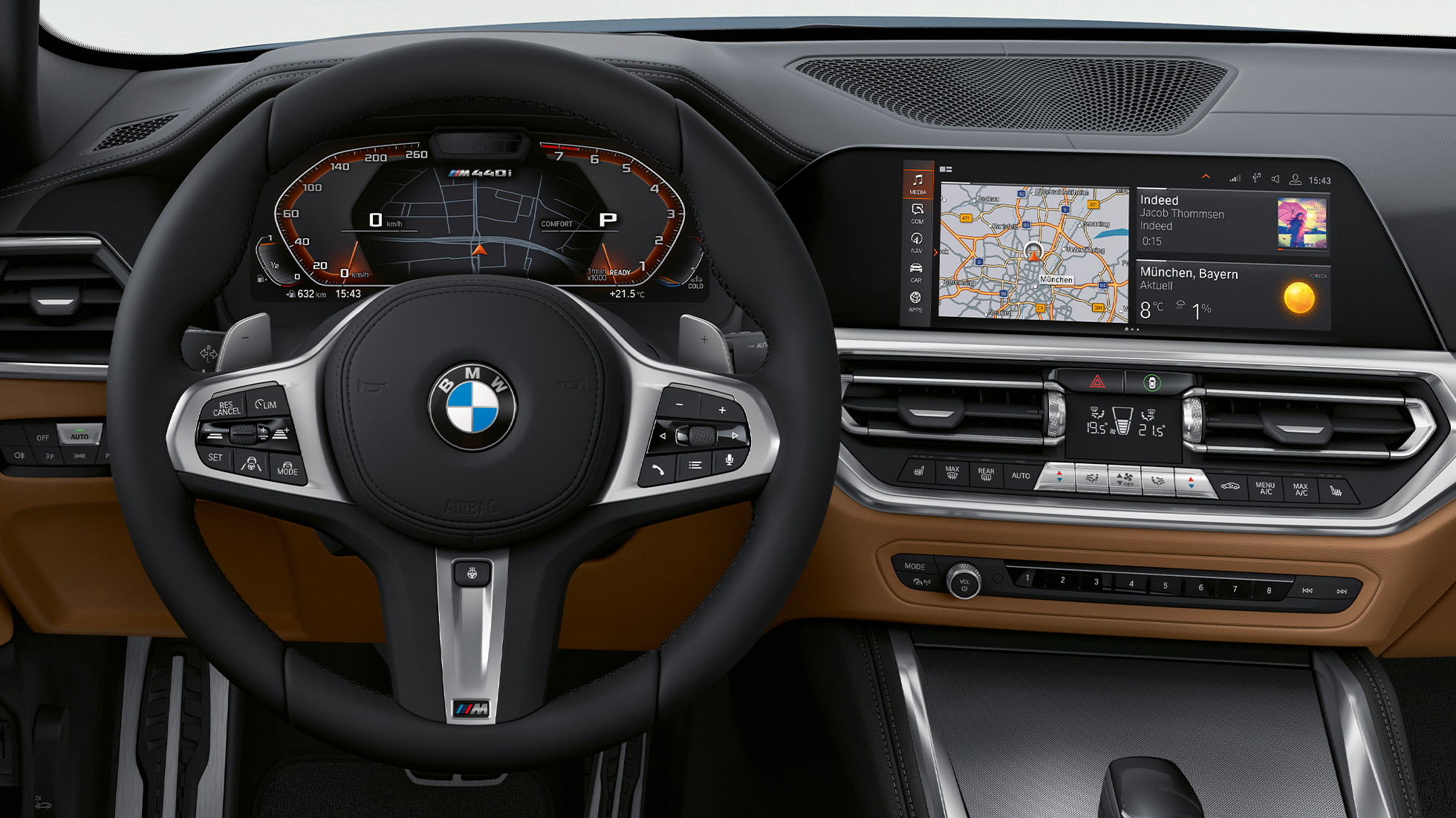 Stūre un balss palīgs, BMW 4. sērijas Coupé, G22 BMW 4. sērijas Coupé, G22, 2020, salons, stūre un balss palīgs