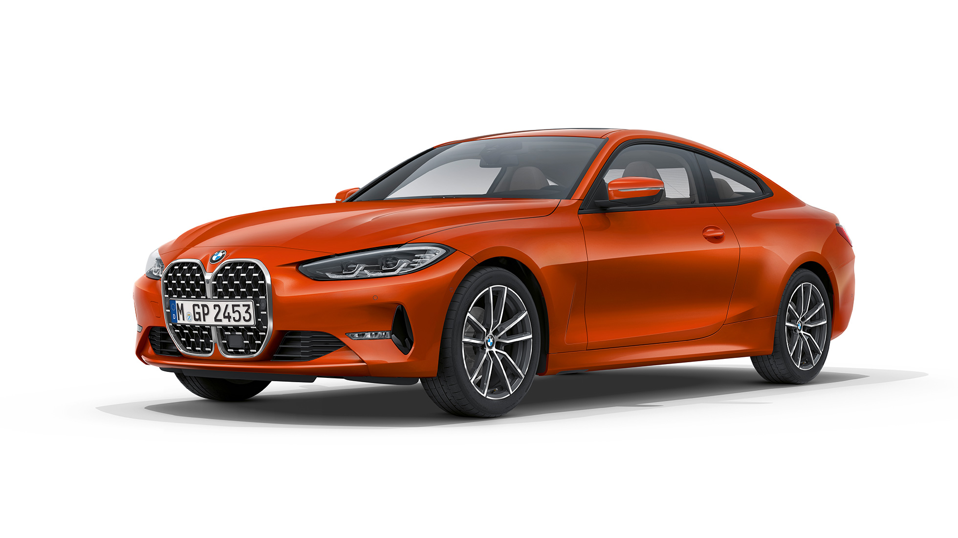 Trīs ceturtdaļu priekšpuses skats, BMW 4. sērijas Coupé, pamata aprīkojums, G22, 2020 BMW 4. sērijas Coupé, G22, 2020, pamata aprīkojums, metāliska Sunset Orange krāsa, trīs ceturtdaļu priekšpuses skats