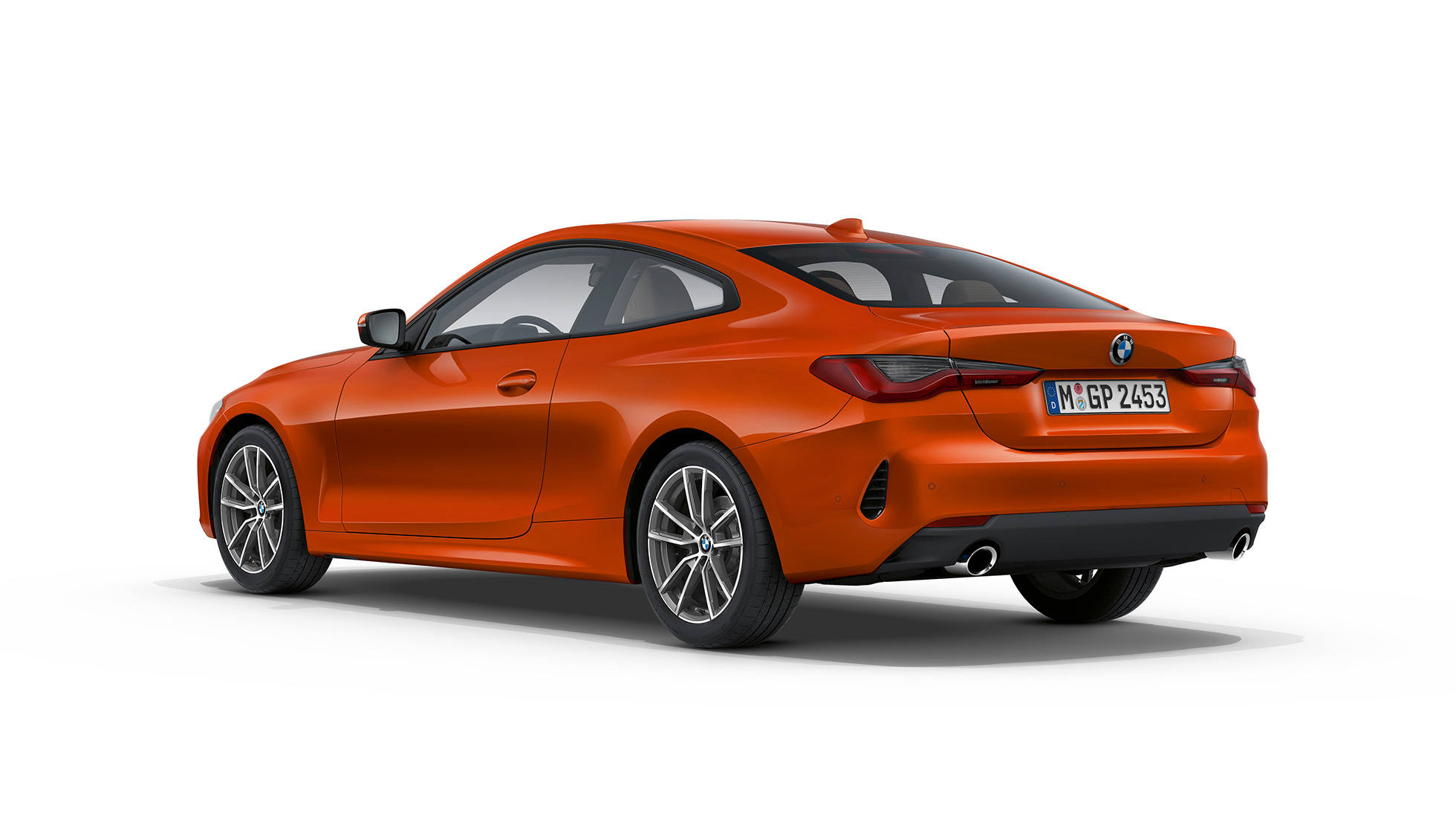 Trīs ceturtdaļu aizmugures skats, BMW 4. sērijas Coupé, pamata aprīkojums, G22, 2020 BMW 4. sērijas Coupé, G22, 2020, pamata aprīkojums, metāliska Sunset Orange krāsa, trīs ceturtdaļu aizmugures skats