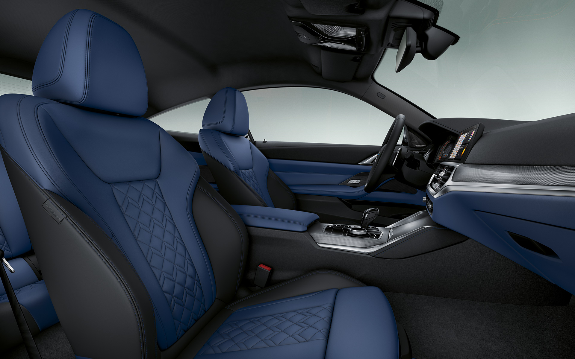 BMW Individual paplašināta Merino ādas apdare | Ivory White krāsa, BMW 4. sērijas Coupé, Individual, 2020, G22 BMW Individual paplašināta Merino ādas apdare| Fjord Blue/Black krāsa, BMW 4. sērijas Coupé, Individual, 2020, G22