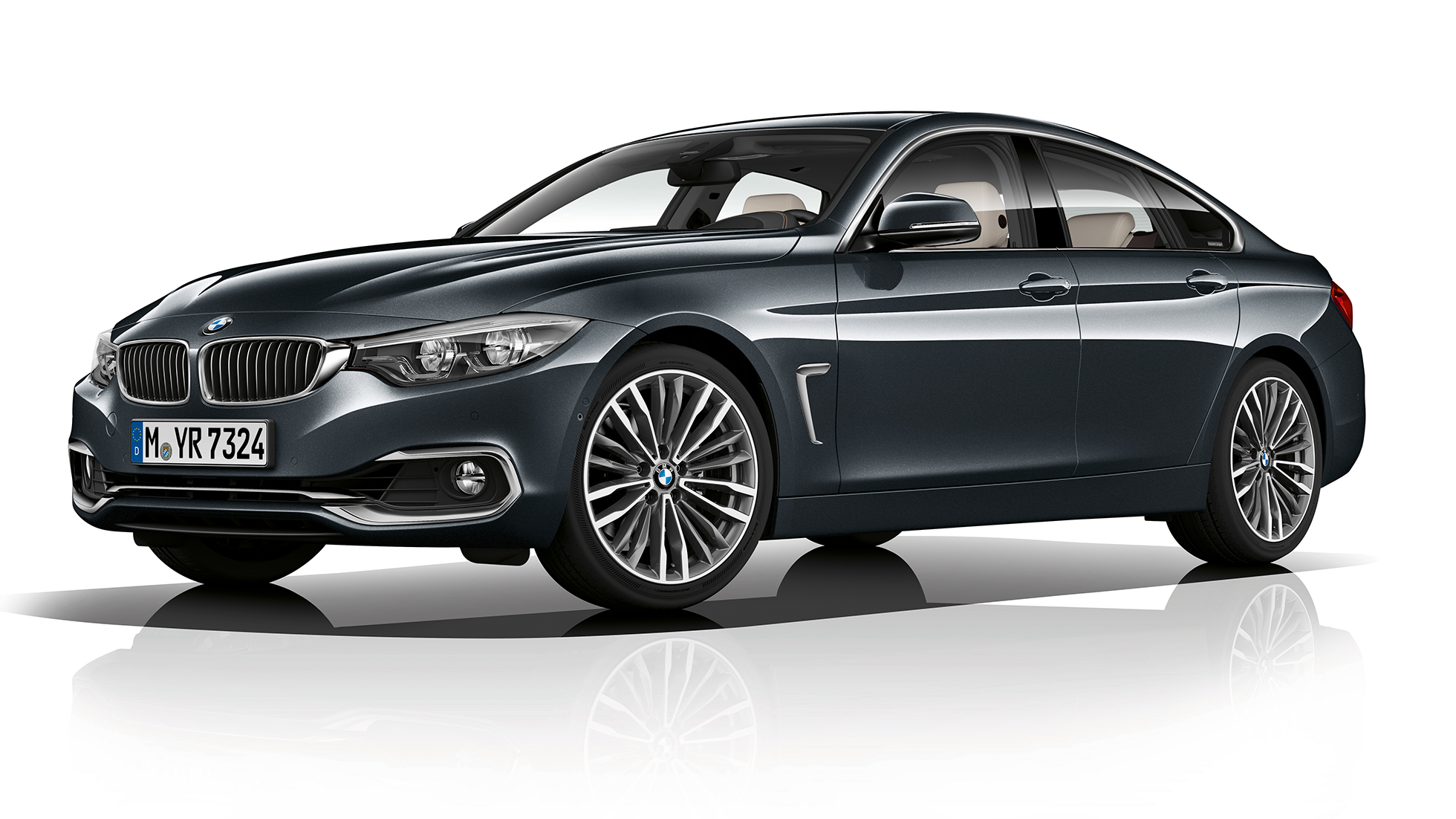 BMW 4. sērijas Gran Coupé, Luxury Line modeļa trīs ceturtdaļu priekšējais skats BMW 4. sērijas Gran Coupé, Luxury Line modeļa trīs ceturtdaļu priekšējais skats