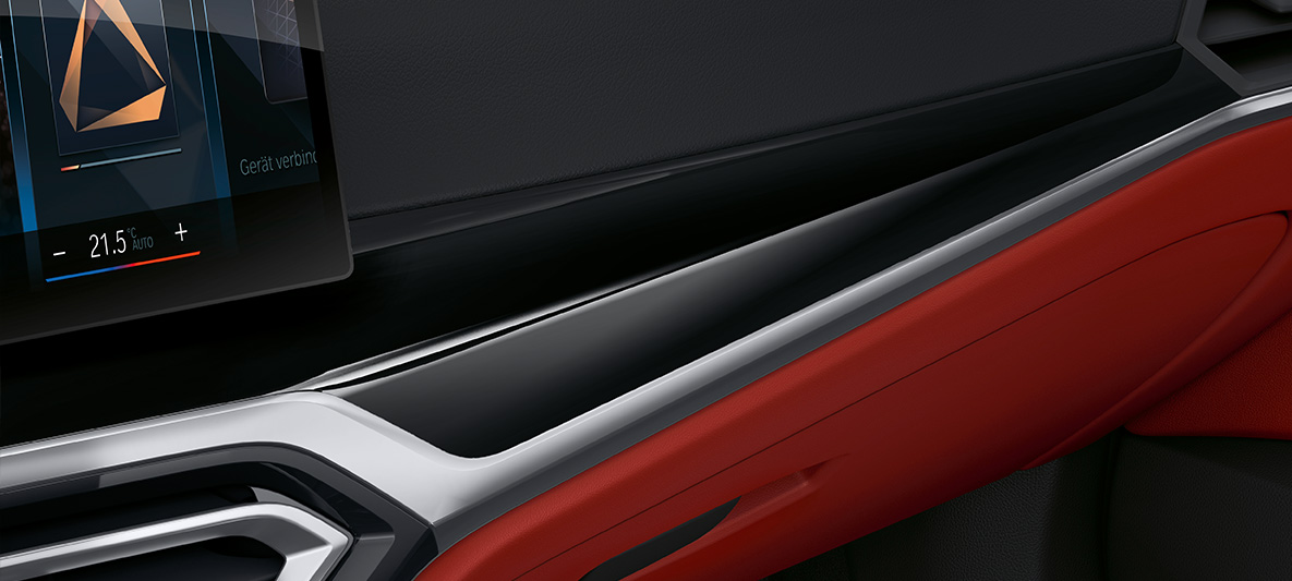 Salona apdares, Piano Finish Black krāsa, BMW 4. sērijas Gran Coupé, G26, 2021, salons BMW Individual salona apdares elementi, Piano Finish Black krāsa, BMW 4. Sērijas Gran Coupé, G26 2021, salons