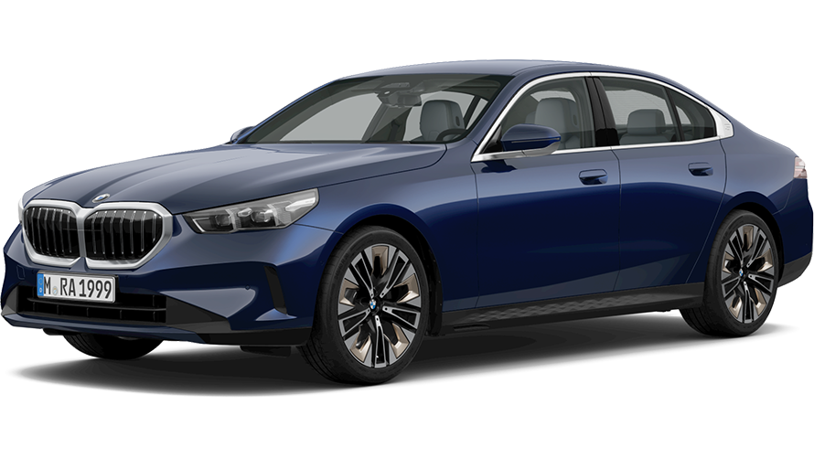 BMW 5. sērijas Sedan, G60, ICE, 2023, trīs ceturtdaļu priekšpuses skats, stāvošs automobilis BMW 5. sērijas Sedan, G60, ICE, 2023, trīs ceturtdaļu priekšpuses skats, stāvošs automobilis