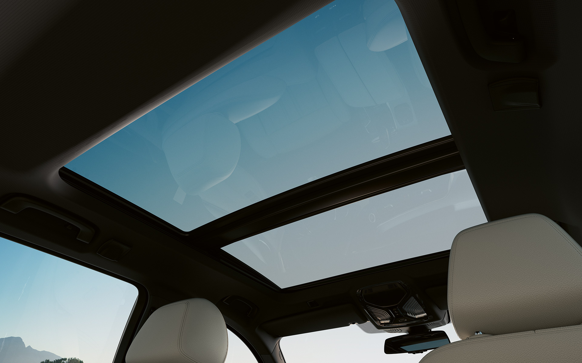 Panorāmas jumta lūka, BMW 5. sērijas Touring, G31, LCI Panorāmas jumta lūka, slēgta, BMW 5. sērijas Touring, G31, atjaunināts, 2020, Grey krāsa, salons