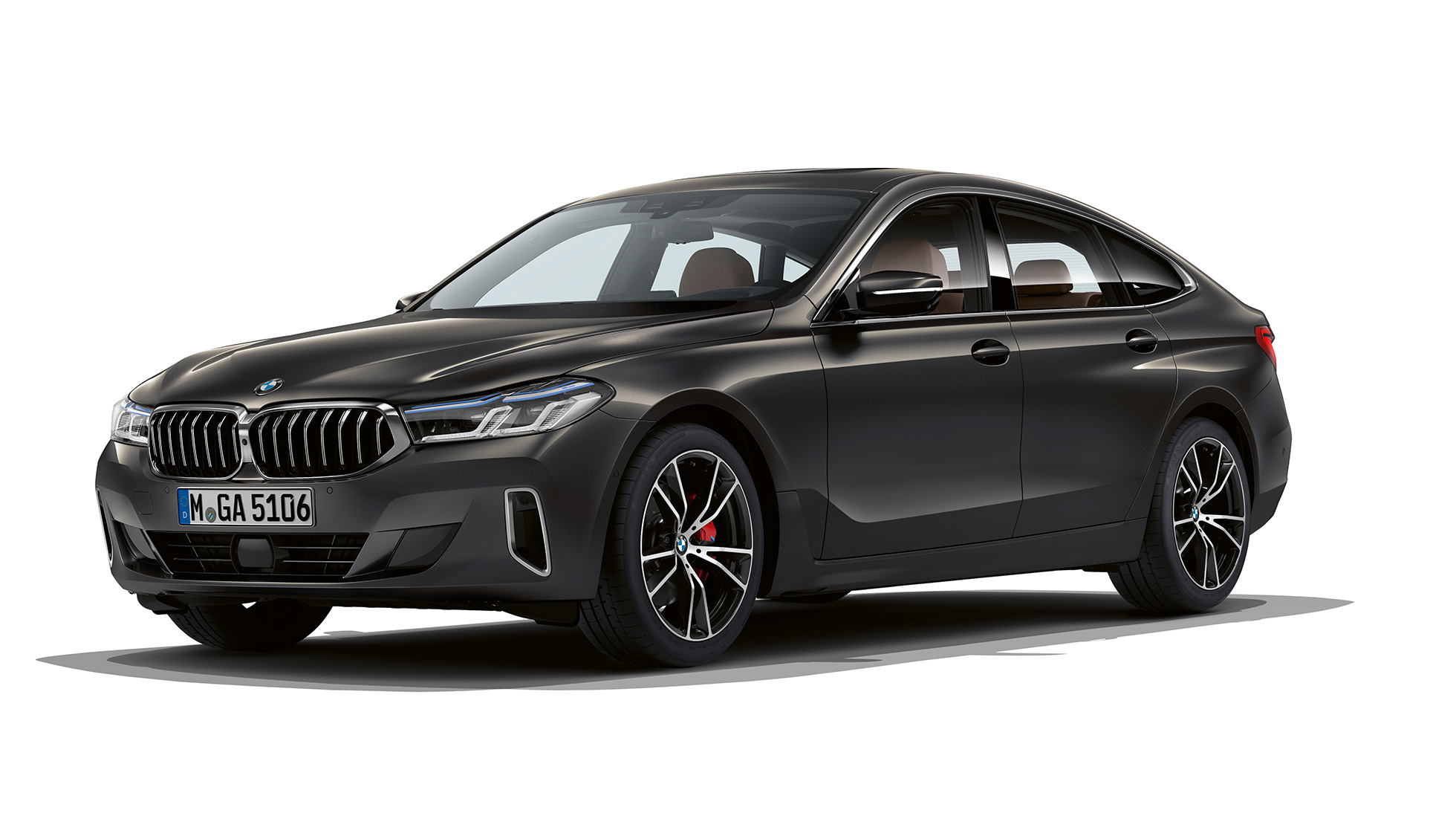 BMW 6. sērijas Gran Turismo, Luxury Line, G32, 2020 BMW 6. sērijas Gran Turismo G32 640d xDrive, 2020, Luxury Line, Dravit Grey krāsa, trīs ceturtdaļu priekšpuses skats