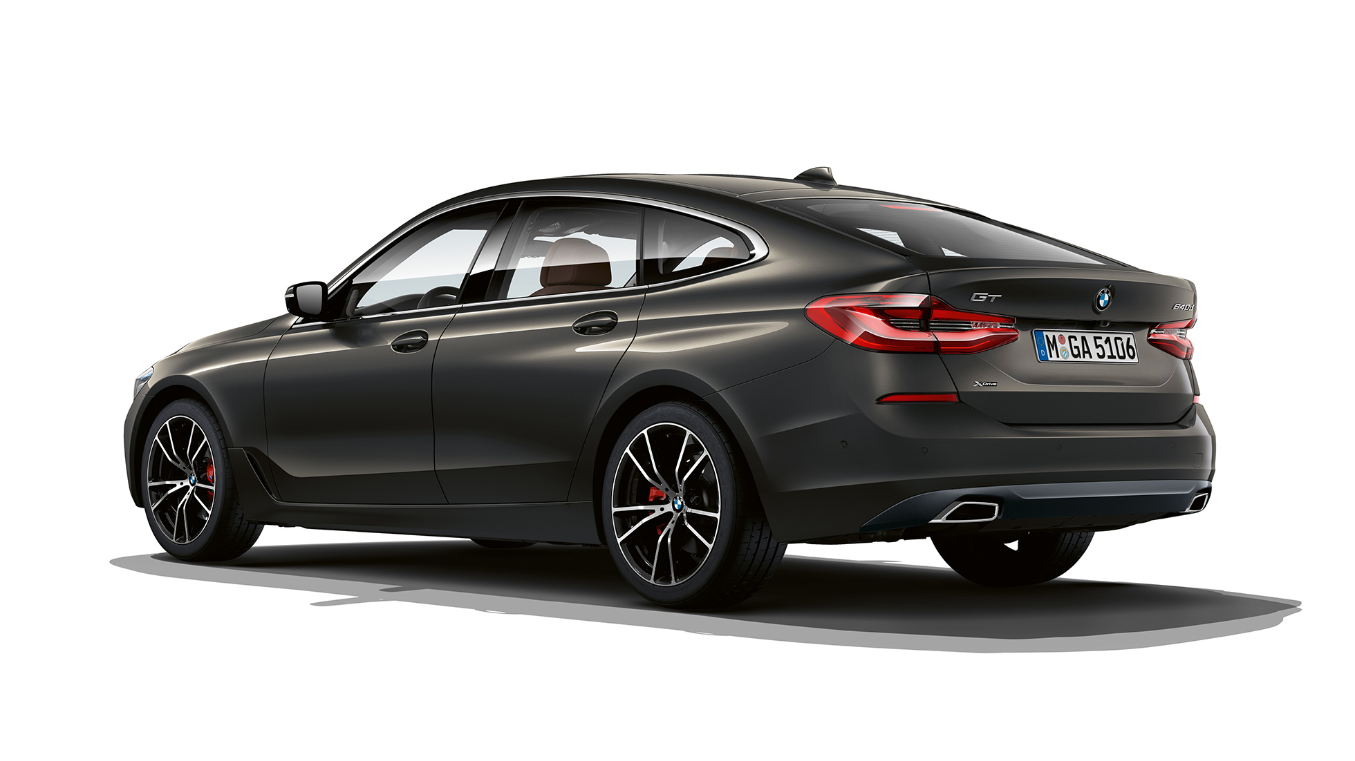 Aizmugure, BMW 6. sērijas Gran Turismo, Luxury Line, G32, 2020 BMW 6. sērijas Gran Turismo, G32, 640d, xDrive, 2020, Luxury Line, Dravit Grey krāsa, trīs ceturtdaļu aizmugures skats