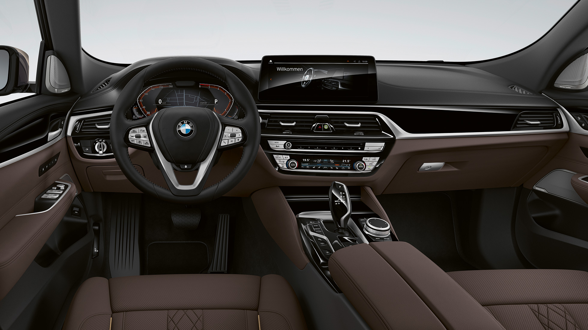 Kokpits, BMW 6. sērijas Gran Turismo, Luxury Line, G32, 2020 BMW 6. sērijas Gran Turismo, G32, 640d, xDrive, 2020, Luxury Line, ekskluzīva Nappa āda, Mokka krāsa, salons