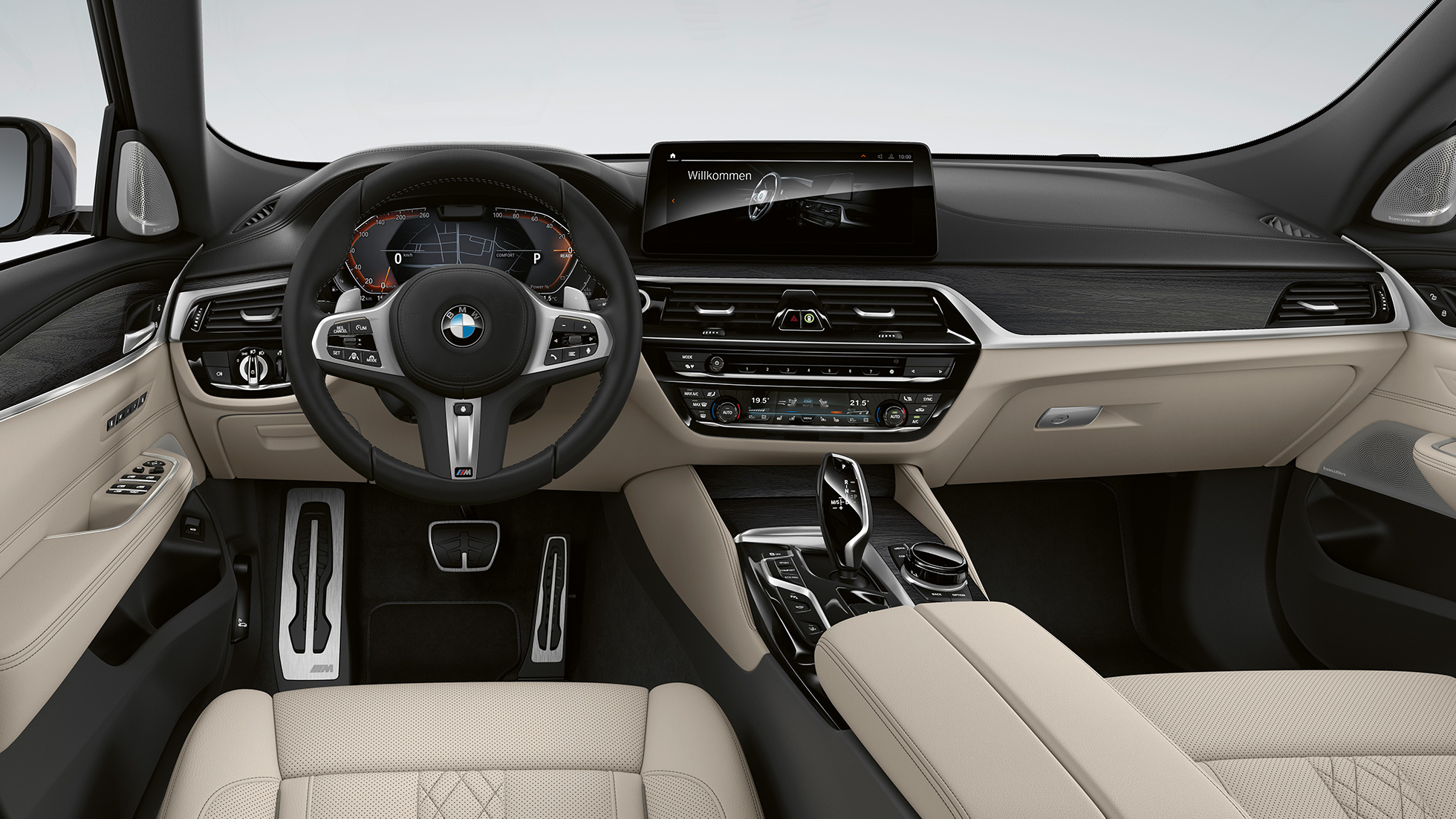 Kokpits, BMW 6. sērijas Gran Turismo, M sporta pakotne, G32, 2020 BMW 6. sērijas Gran Turismo, G32, 640i xDrive, 2020 M sporta pakotne, Nappa āda, Ivory White krāsa, salons