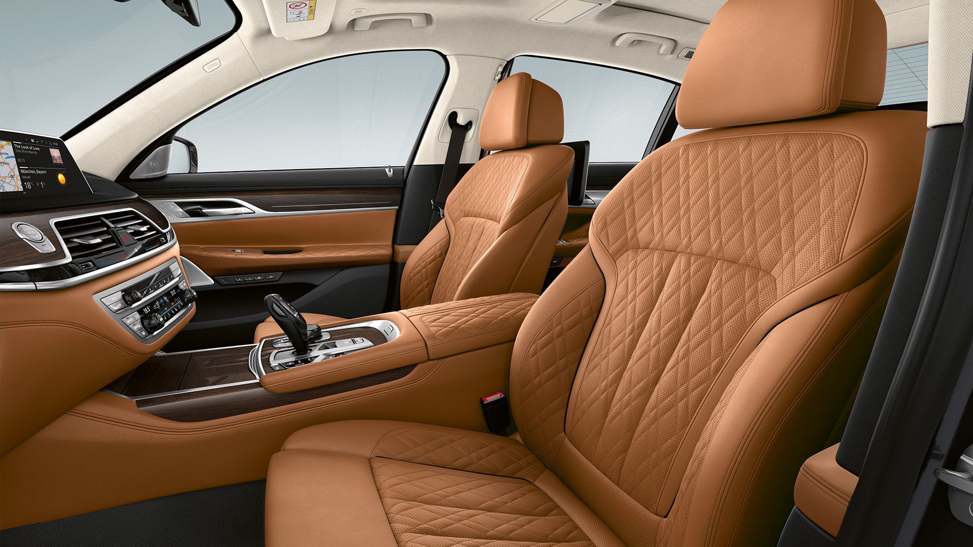 BMW 7. sērijas Sedan ar Pure Excellence virsbūves dizainu, ādas salona apdari BMW 7. sērijas Sedan ar Pure Excellence virsbūves dizainu, Nappa ādas salona apdari