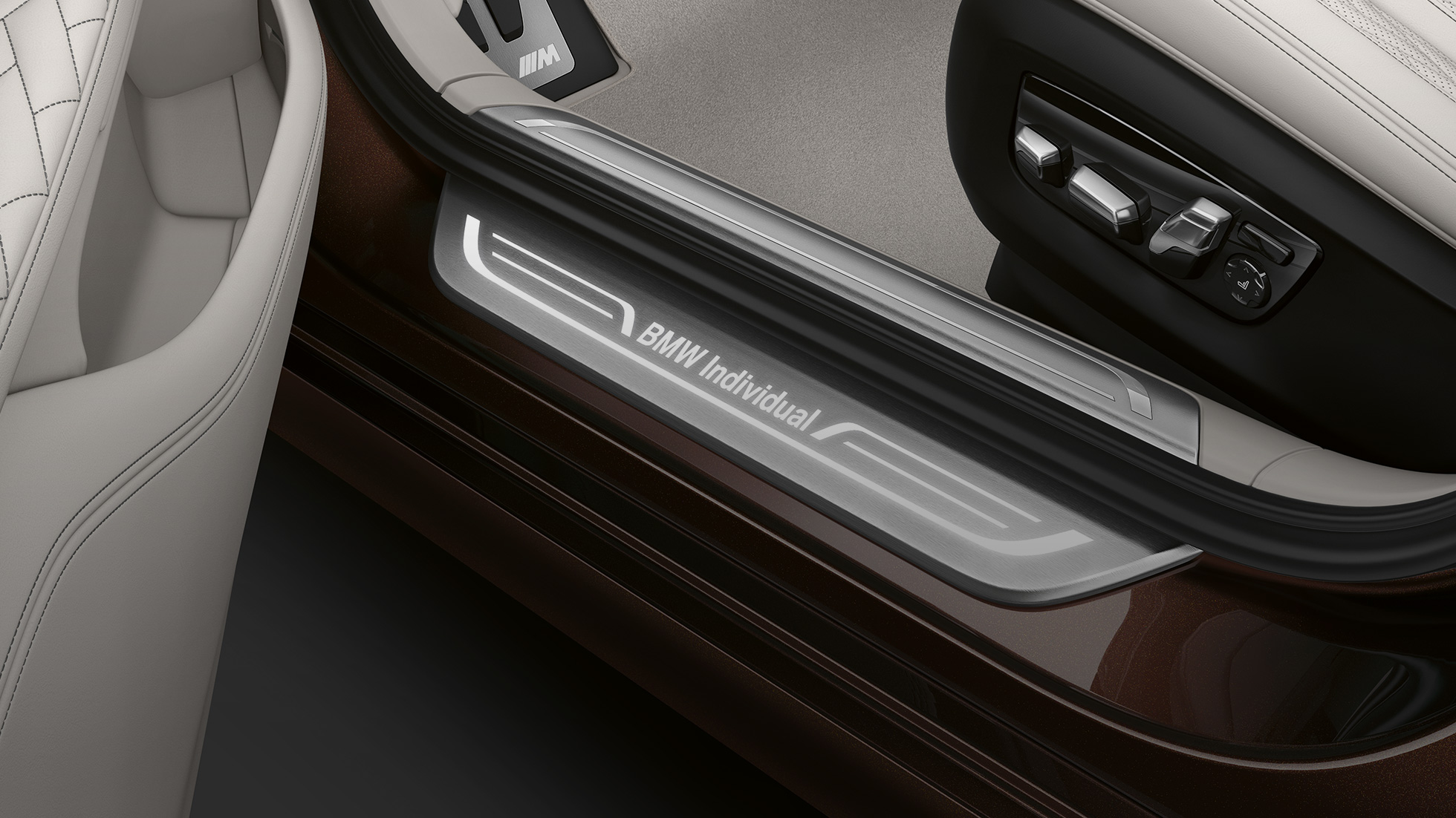 BMW Individual 7. sērijas Sedan slieksnis BMW 7. sērijas Sedan: sliekšņi ar BMW Individual uzrakstu