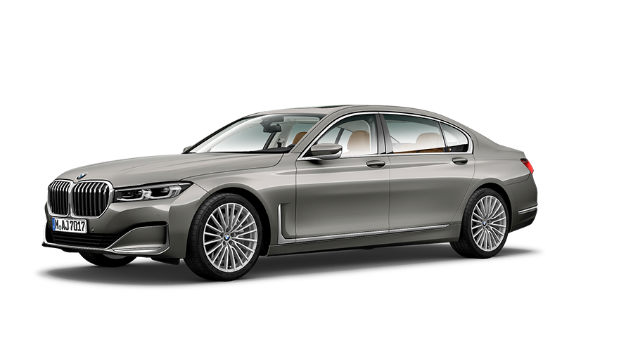 BMW 7. sērijas Sedan (G12), trīs ceturtdaļu priekšpuses skats, stāvošs automobilis BMW 7. sērijas Sedan (G12), trīs ceturtdaļu priekšpuses skats, stāvošs automobilis