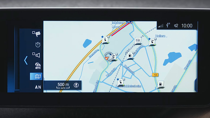 BMW hibrīdauto, navigācijas sistēma BMW hibrīdauto, navigācijas sistēmas tuvplāns