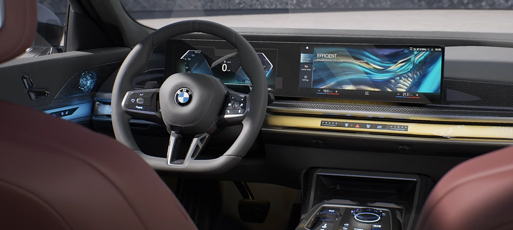 salona dizains, BMW 7. sērijas Sedan, G70, ICE, 740i, M sporta pakotne BMW 7. sērijas Sedan, G70, ICE, 740i, M sporta pakotne, salona dizains