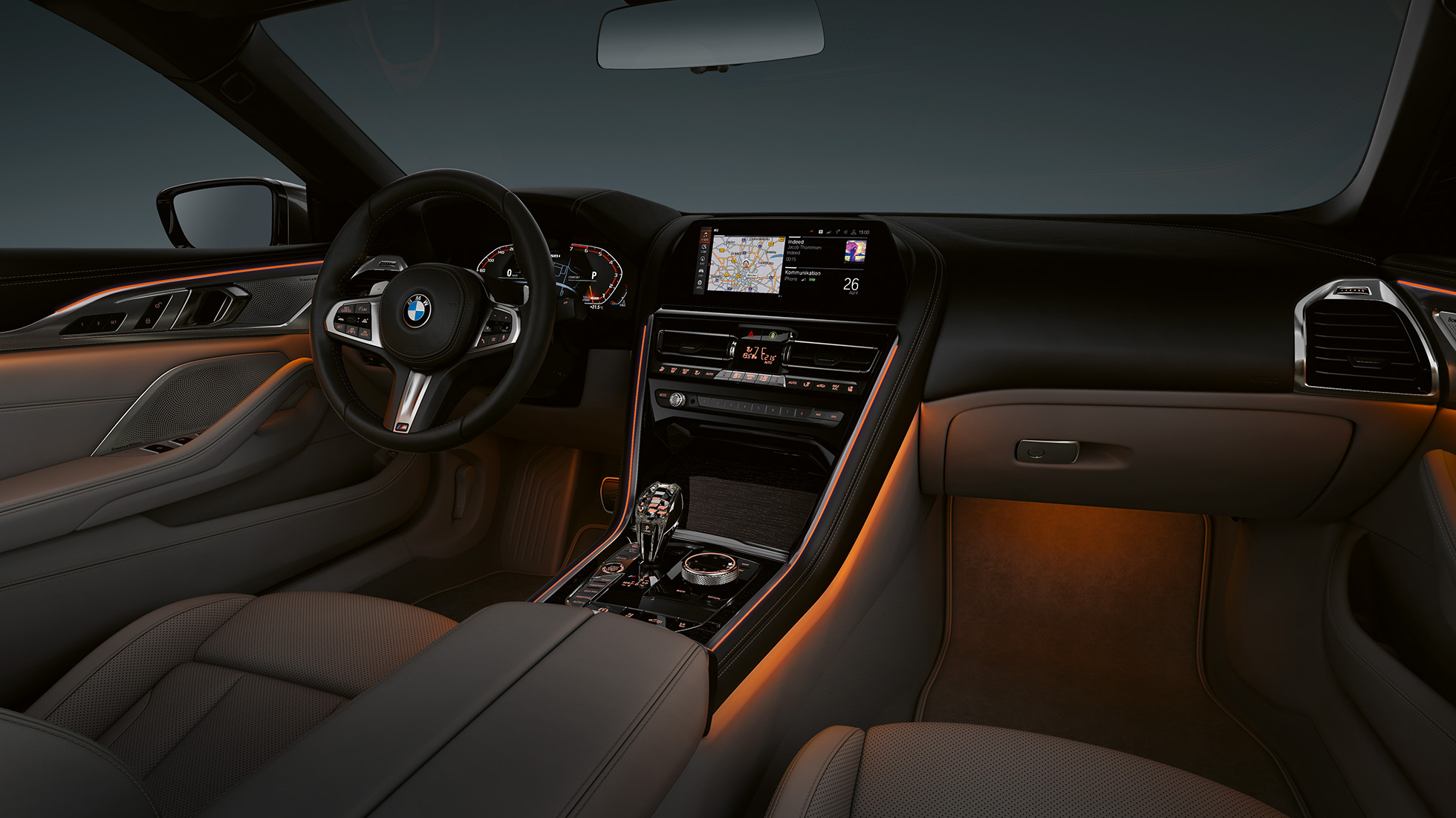 BMW M850i xDrive, salons, salona apgaismojums. BMW M850i xDrive, salons, salona apgaismojums.