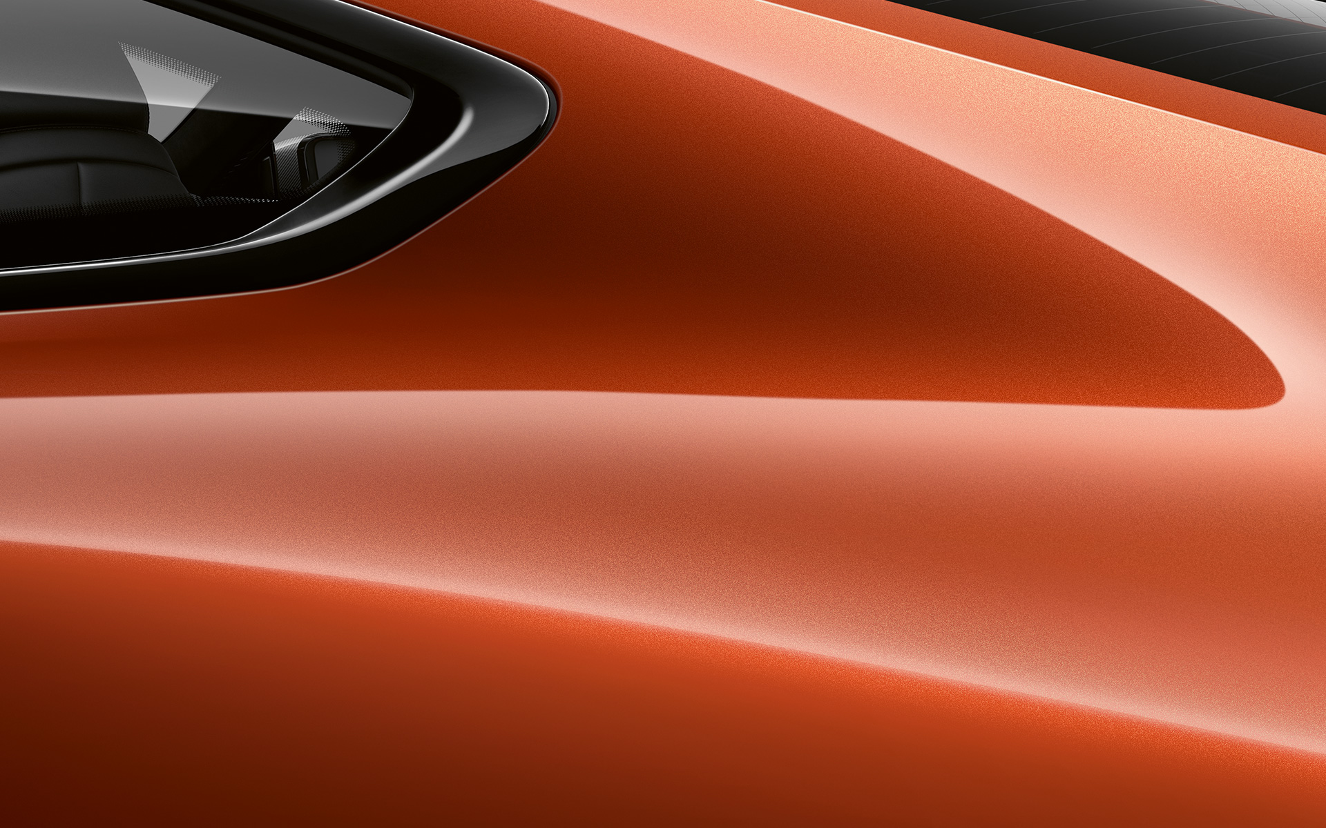 BMW 8. sērijas Coupé, aizmugurējā statņa tuvplāns Metāliskas Sunset Orange krāsas BMW 8. sērijas Coupé aizmugurējā statņa tuvplāns.