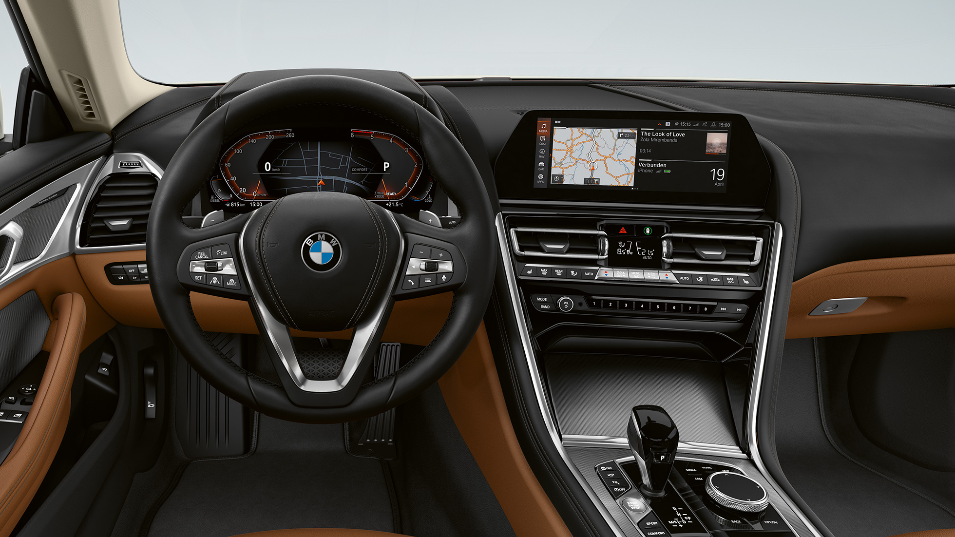 Tumša Aluminium Mesheffect salona apdares elementi. BMW 8. sērijas Coupé, kokpits, tumša Aluminium Mesheffect salona apdares elementi.