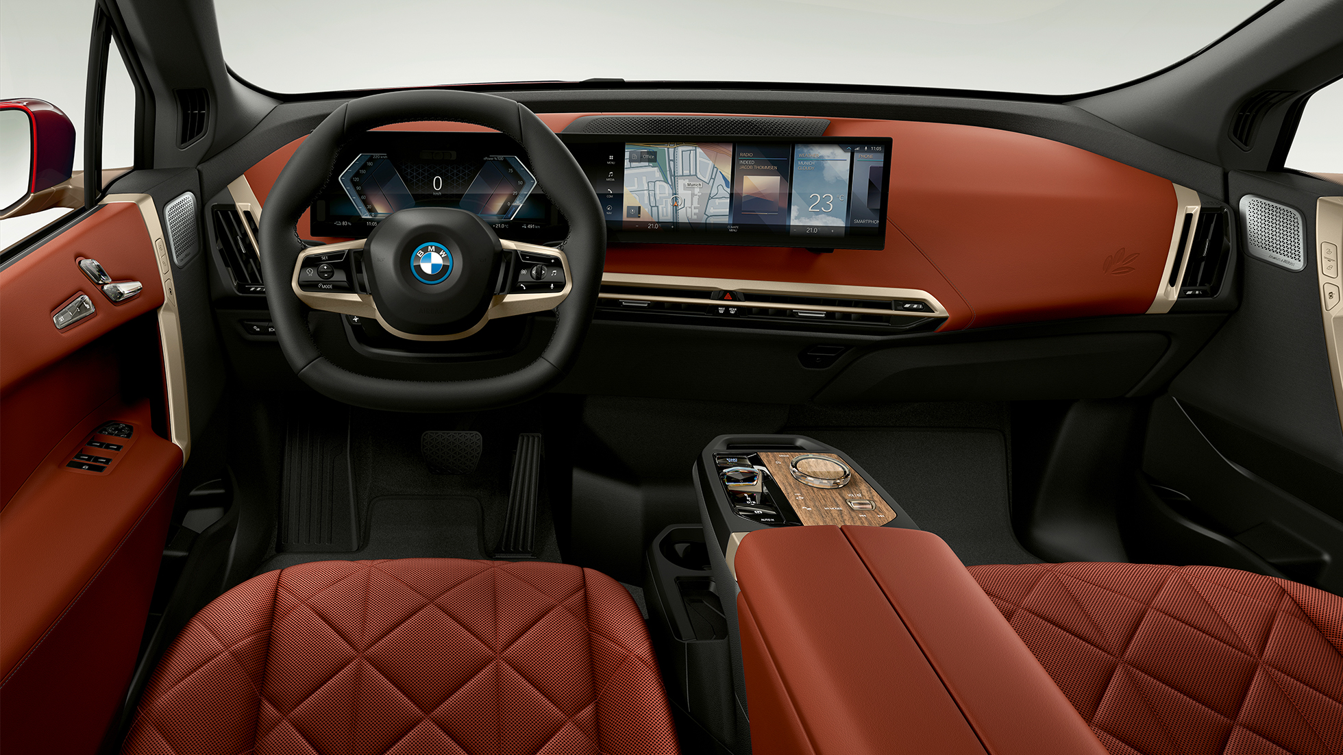 BMW iX, kokpits BMW iX i20, kokpits, salona dizains, Suite Castanea