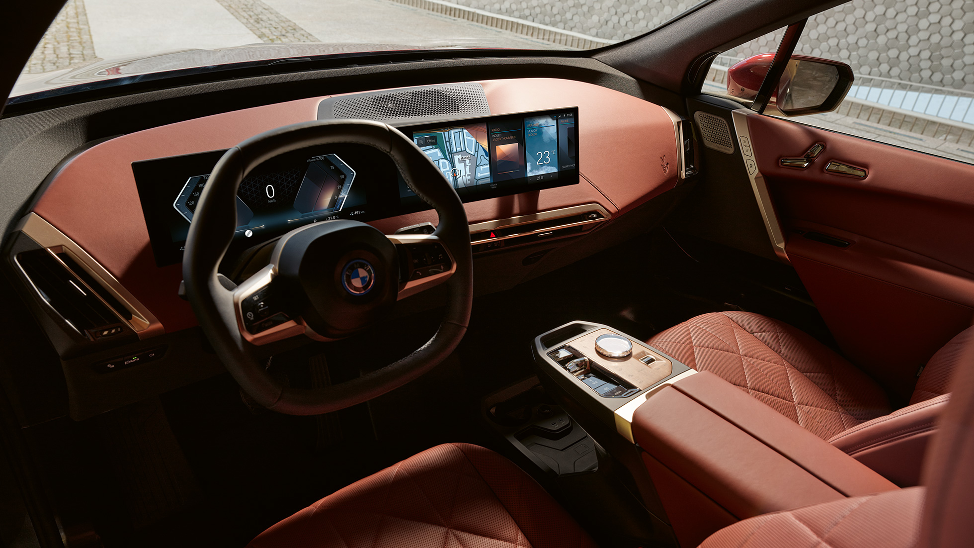 BMW iX, i20, lietotāja saskarne, kokpits, Castanea BMW iX, i20, salons, lietotāja saskarne, iDrive, kokpits, Castanea