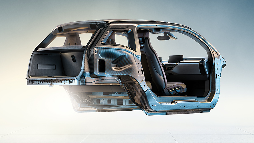 BMW i3, viegla konstrukcija Inovatīvais BMW i3 korpuss, viegla konstrukcija, ogleklis