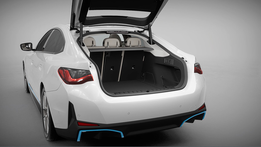 Bagāžas nodalījums un tā durvis, BMW i4, G26, 2021 Bagāžas nodalījums un tā durvis, BMW i4, G26, 2021