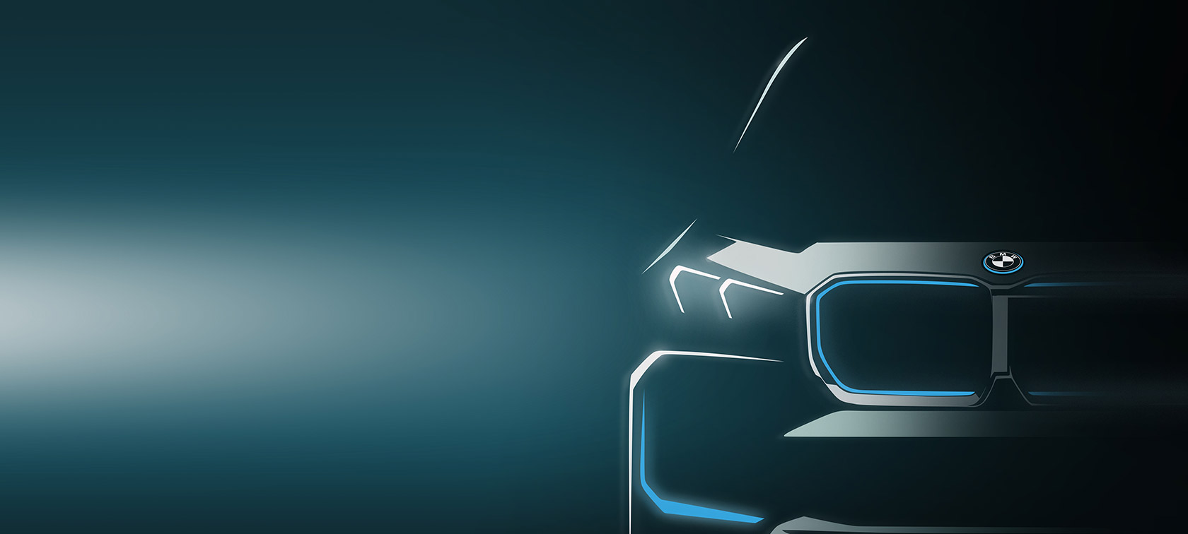 Siluets, BMW iX1, U11, BEV Siluets, BMW iX1, U11, BEV, priekšpuses skats ar krāsainu priekšplānu un logotipu
