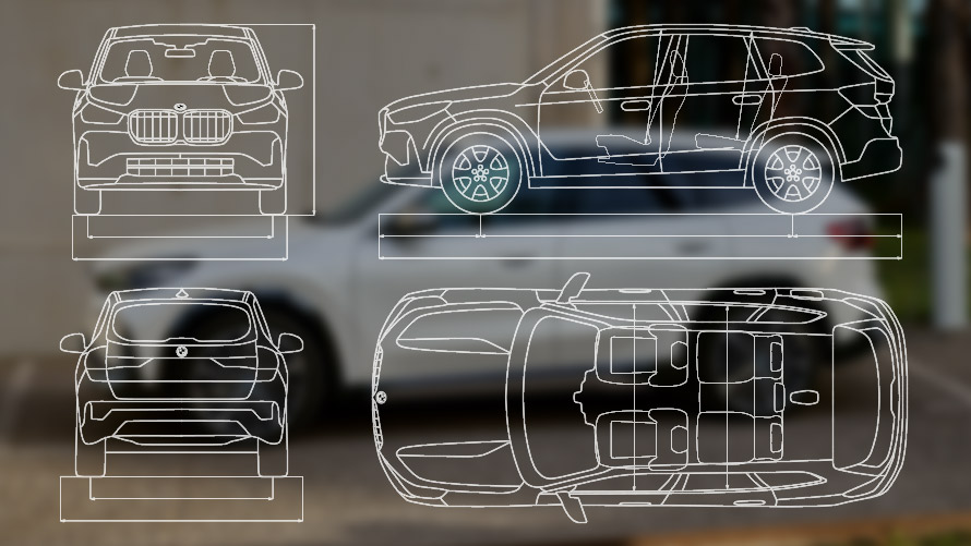 BMW iX1, U11, BEV, 2022, metāliska Mineral White krāsa, sānskats BMW iX1 xDrive30, U11, BEV 2022, metāliska Mineral White krāsa, sānskats, uzlādes laikā, autostāvvieta, betona siena