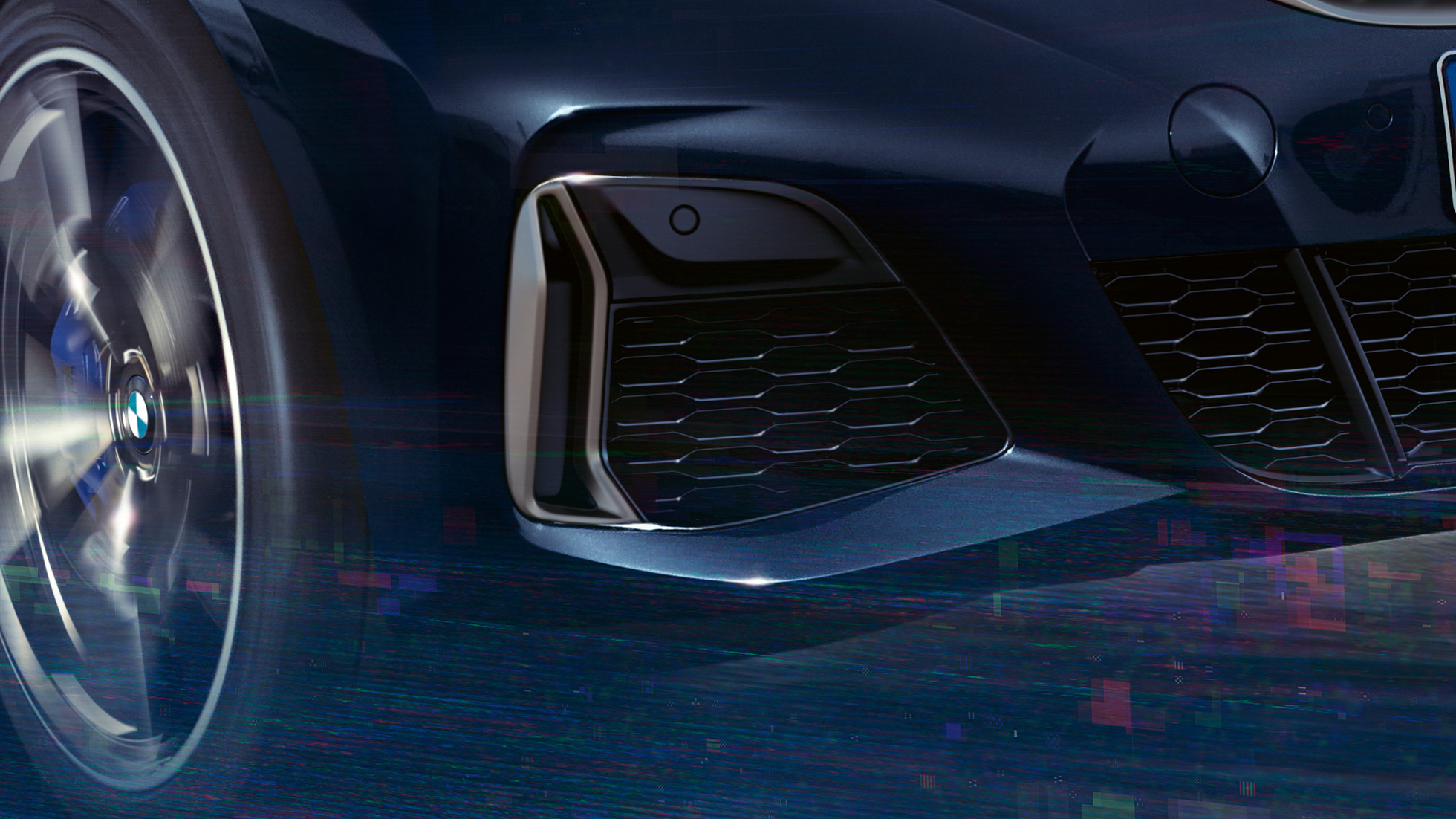 Gaisa savācēji, BMW M340i xDrive Sedan Gaisa savācēji, BMW M340i xDrive Sedan, G20, metāliska Sapphire Black krāsa, tuvplāns
