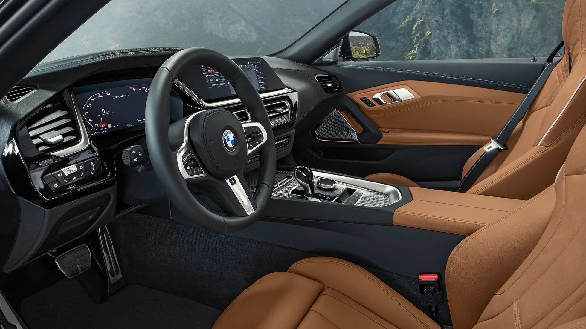 Salons, BMW Z4 M40i, G29 Stūre, BMW Z4 Roadster M40i, G29, 2019, salons
