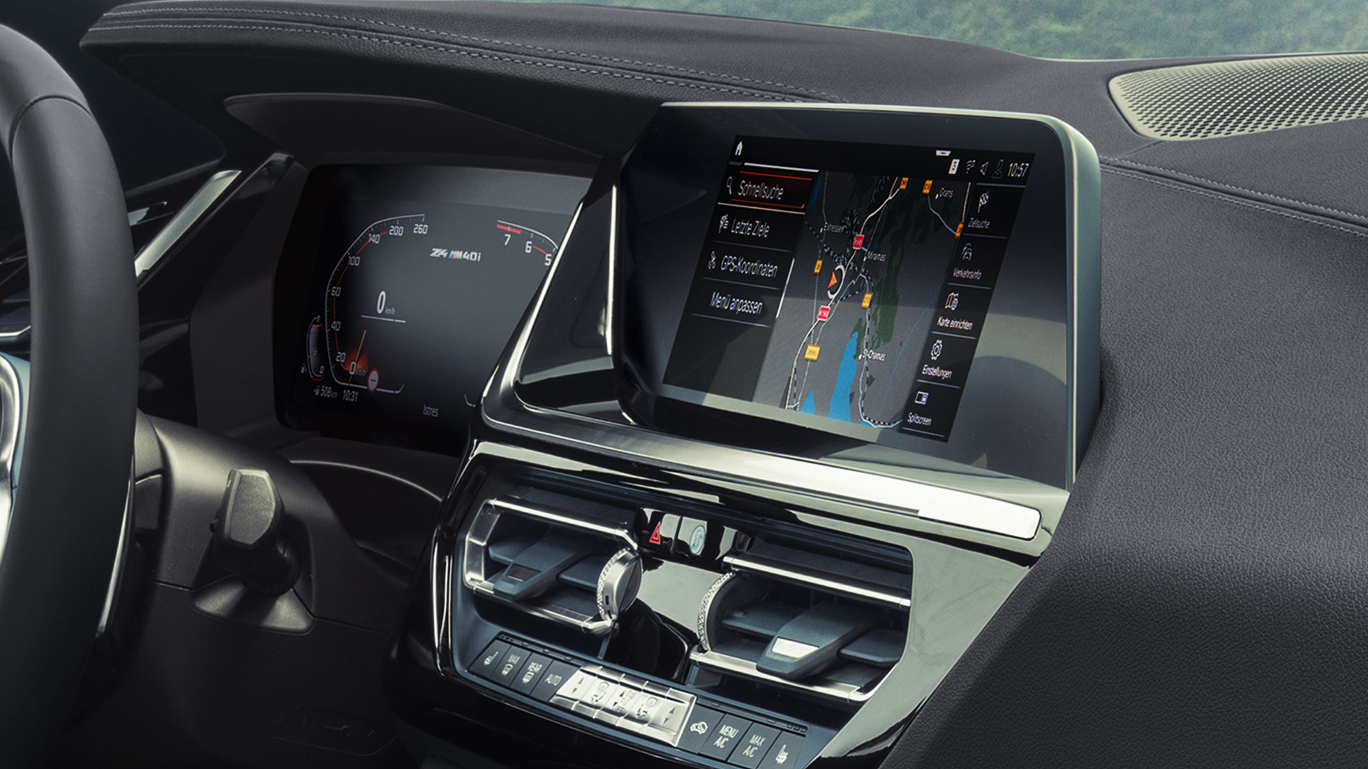 BMW atjautīgais personiskais asistents, BMW Z4 M40i, G29 BMW atjautīgais personiskais asistents, BMW Z4 Roadster M40i, G29, 2019, vadības displejs
