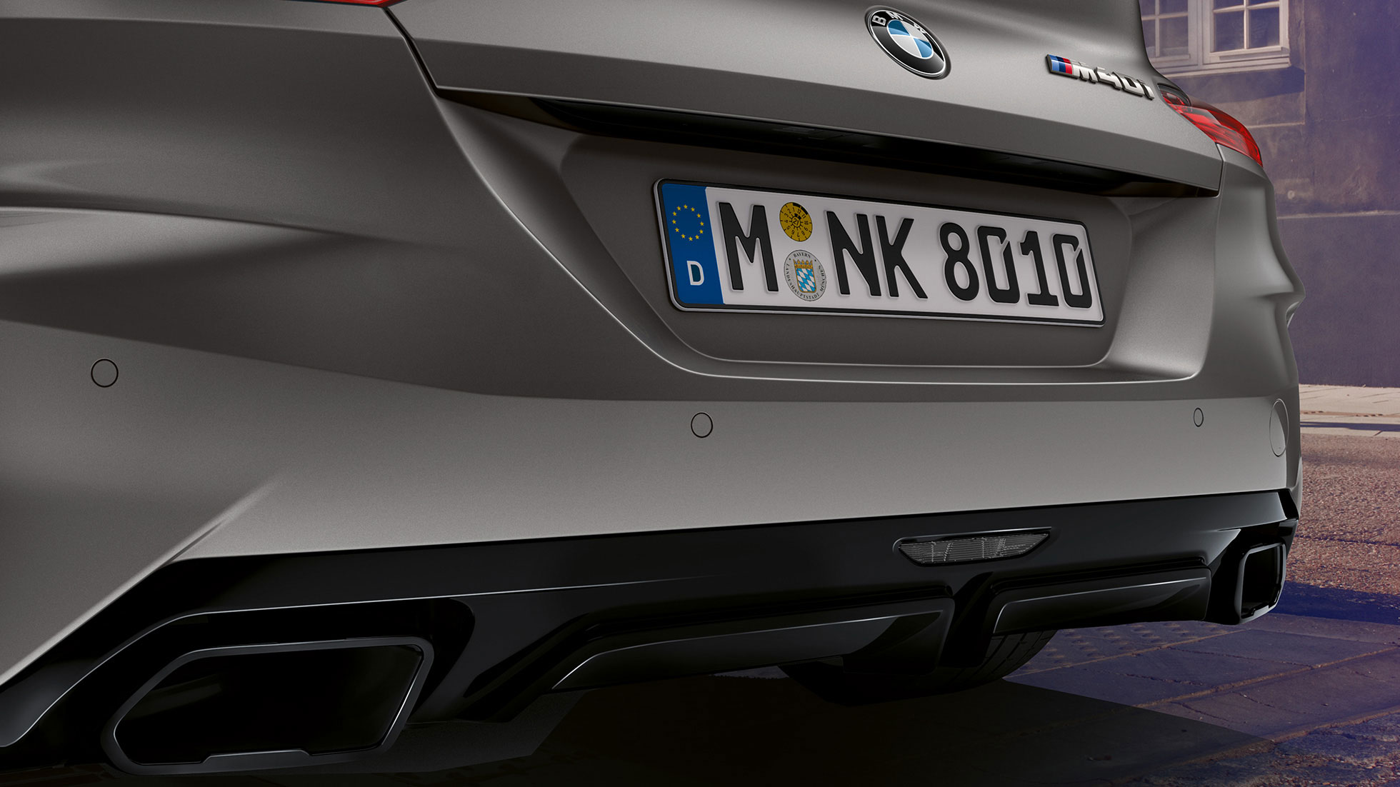 Izpūtēji, BMW Z4 M40i Izpūtēji, BMW Roadster Z4 M40i, G29, 2019, BMW Individual metāliska Frozen Grey krāsa, tuvplāns