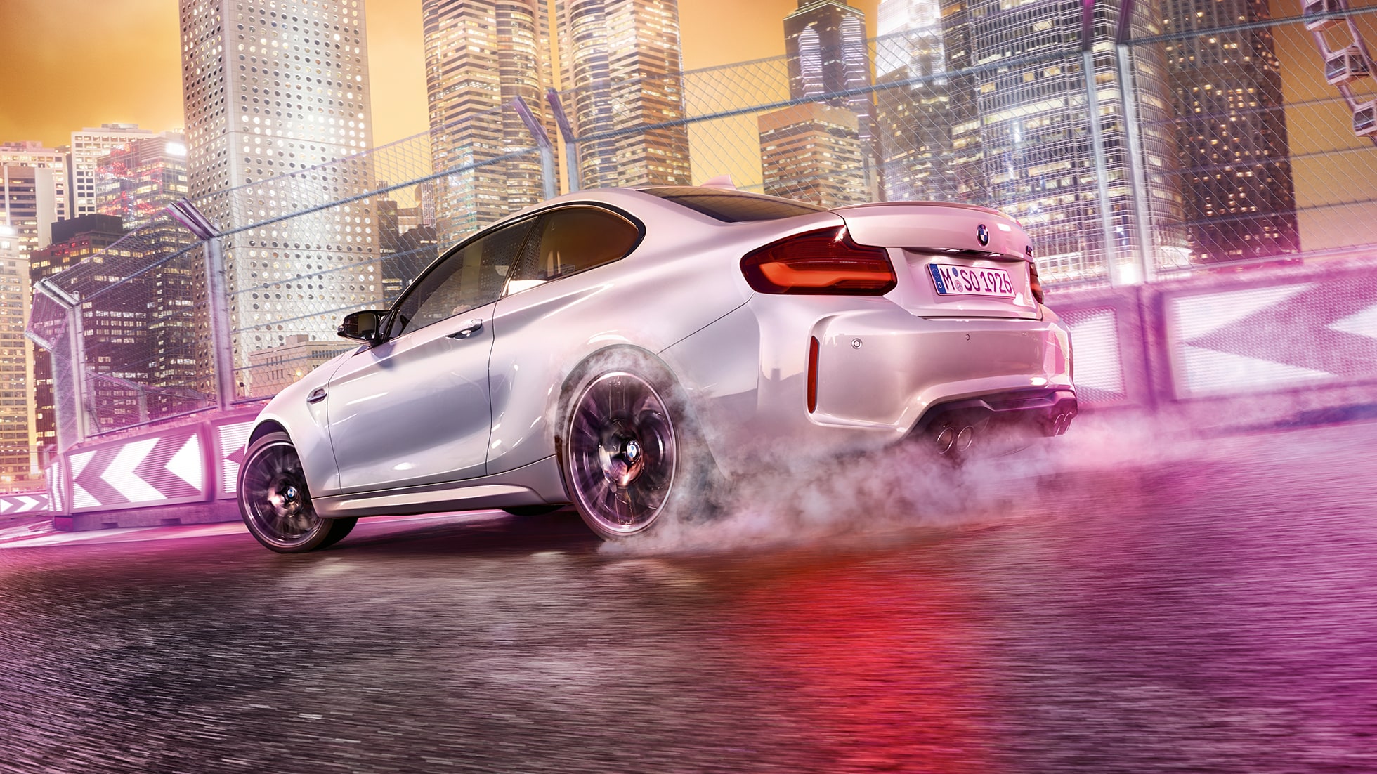 Automobiļa dizains, BMW M2 Competition, F87 Automobiļa dizains, BMW M2 Competition, F87, 2018, metāliska Hockenheim Silver krāsa, trīs ceturtdaļu aizmugures skats