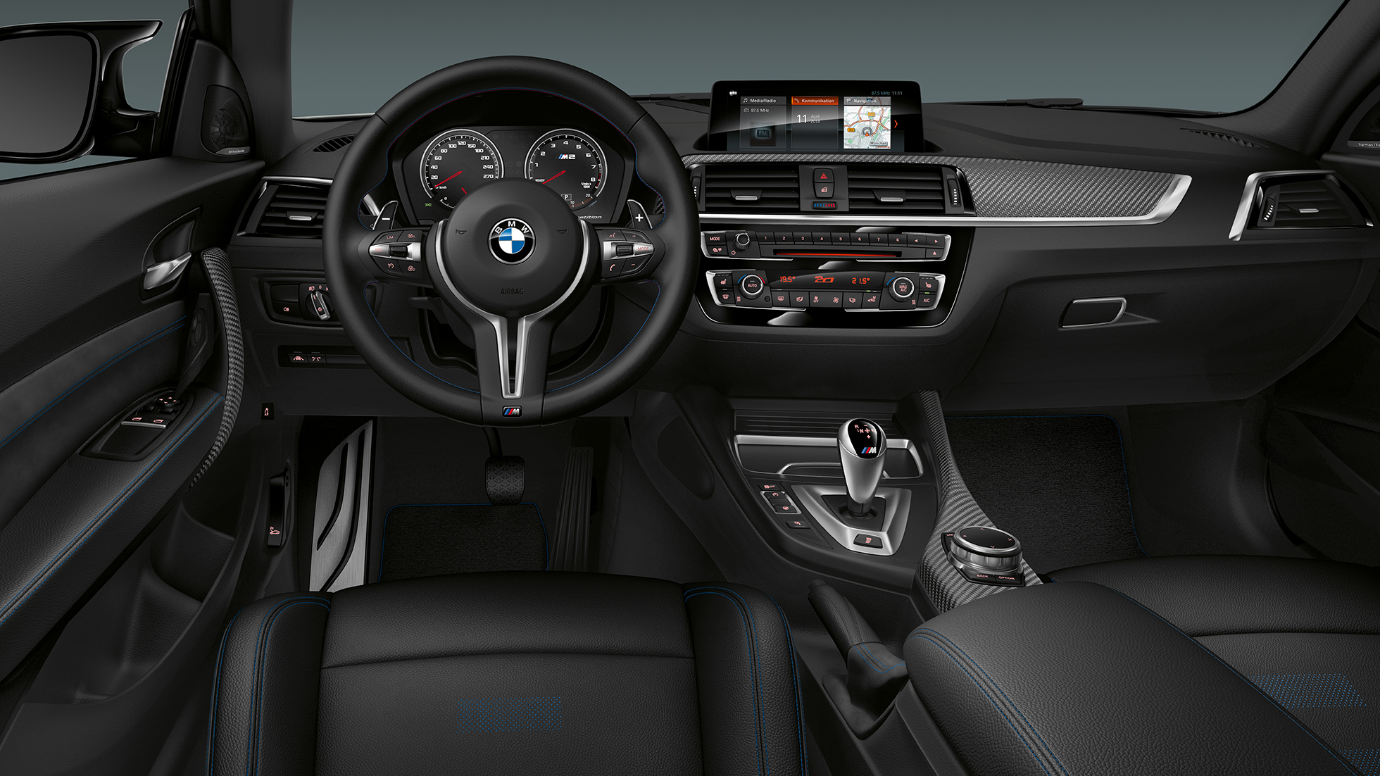 Kokpits, BMW M2 Competition, F87 Kokpits, BMW M2 Competition, F87, 2018, metāliska Hockenheim Silver krāsa, salons