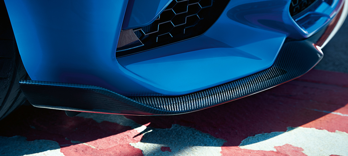 Priekšējais difuzors, BMW M2 CS Priekšējais difuzors, BMW M2 CS, F87, metāliska Misano Blue krāsa, detalizēts skats