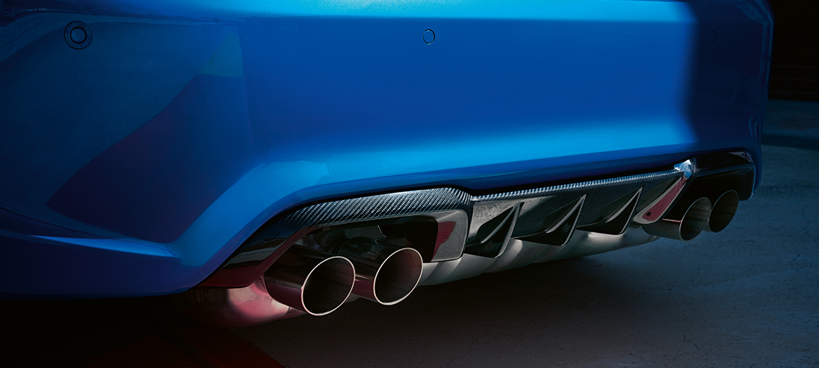 Aizmugurējais difuzors, BMW M2 CS Aizmugurējais difuzors, BMW M2 CS, F87, metāliska Misano Blue krāsa, detalizēts skats