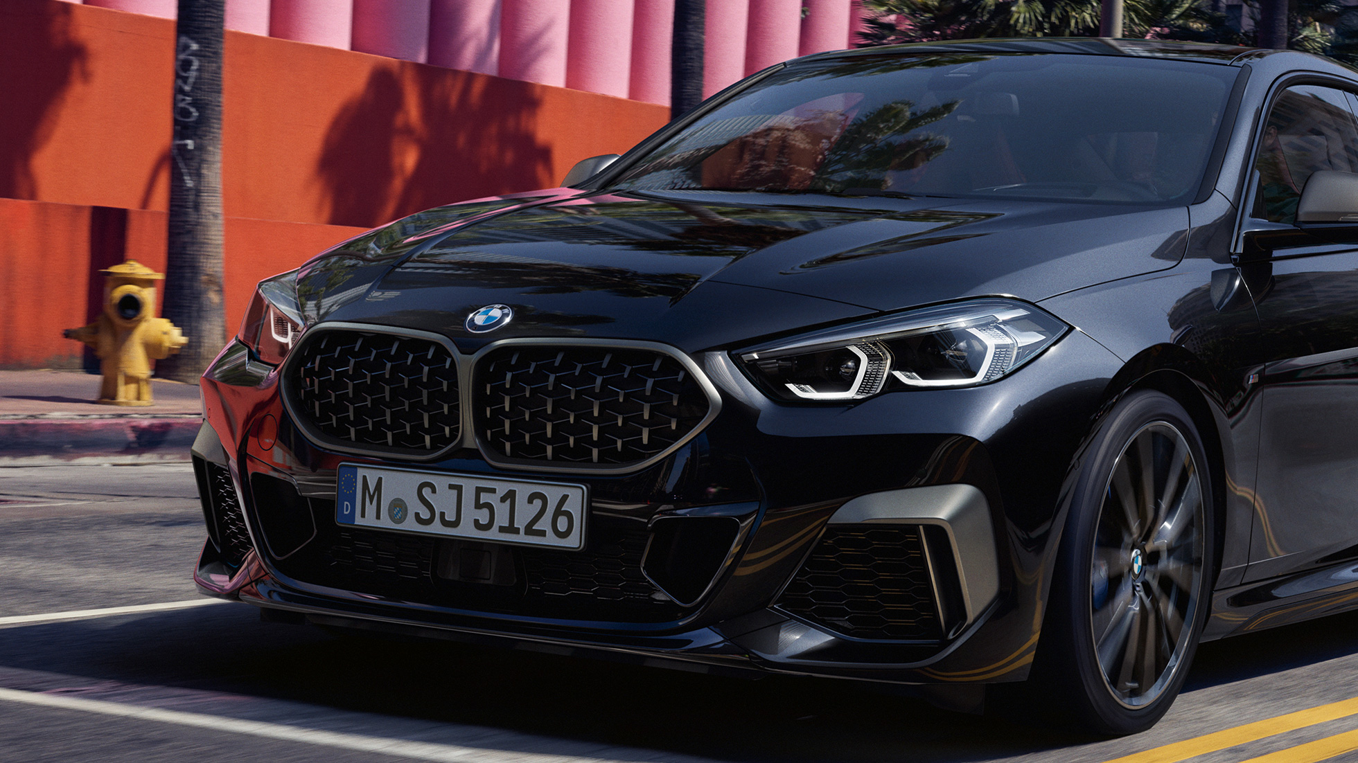 Virsbūves dizains BMW M235i xDrive Gran Coupé Virsbūves dizains, BMW M235i xDrive Gran Coupé, 2020, metāliska Black Sapphire krāsa, F44, priekšpuses skats