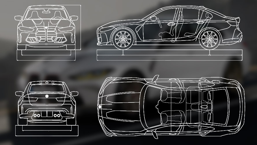 Rasējums mērogā, BMW M3 CS, G80 Rasējums mērogā, BMW M3 CS, G80