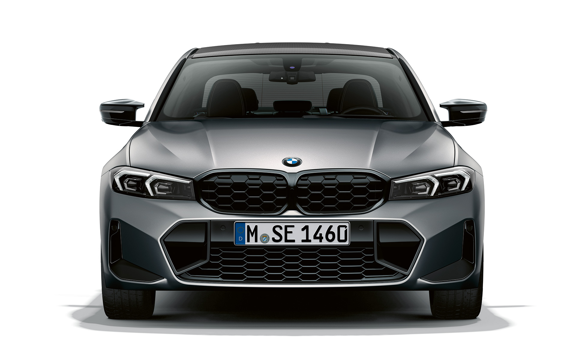 Priekšpuses skats, BMW elipsveida režģis ar “gabaliņiem”, BMW M340i xDrive Sedan, G20 BMW M340i xDrive Sedan, G20, BMW Individual Frozen Pure Grey krāsa, priekšpuses skats, ar BMW elipsveida režģi